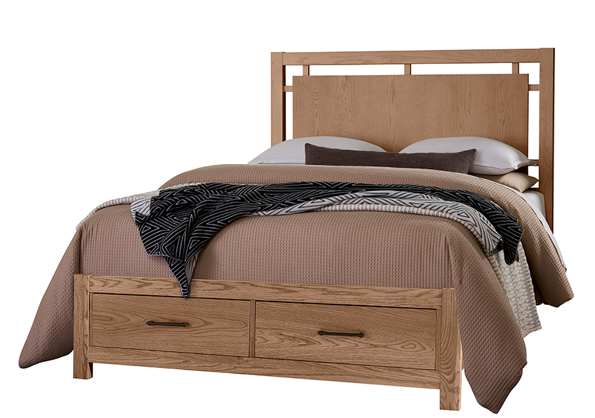 Floating Panel Bed with Footboard Storage 