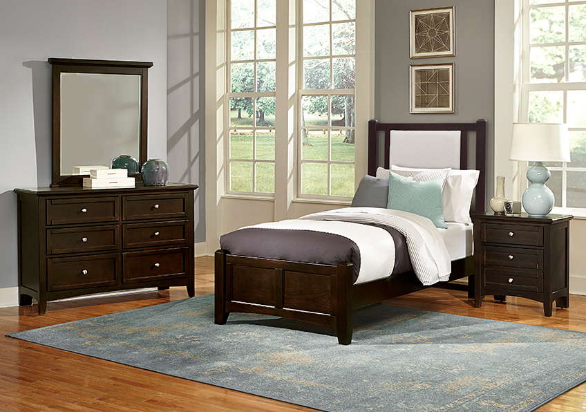 TWIN GREY UPHOLSTERED BED 3/3 
