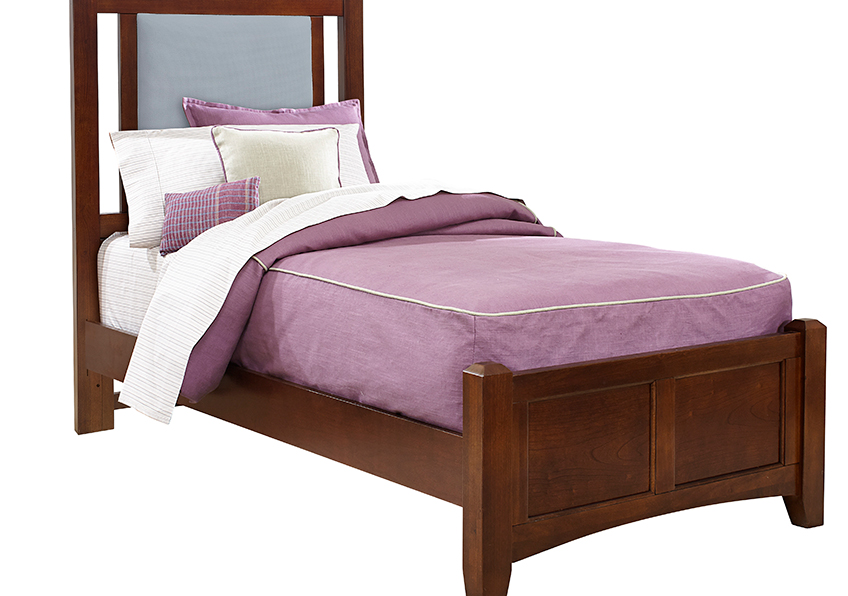 TWIN BLUE UPHOLSTERED BED 3/3 