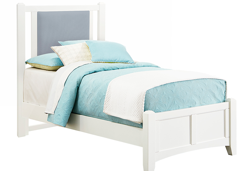 TWIN BLUE UPHOLSTERED BED 3/3 